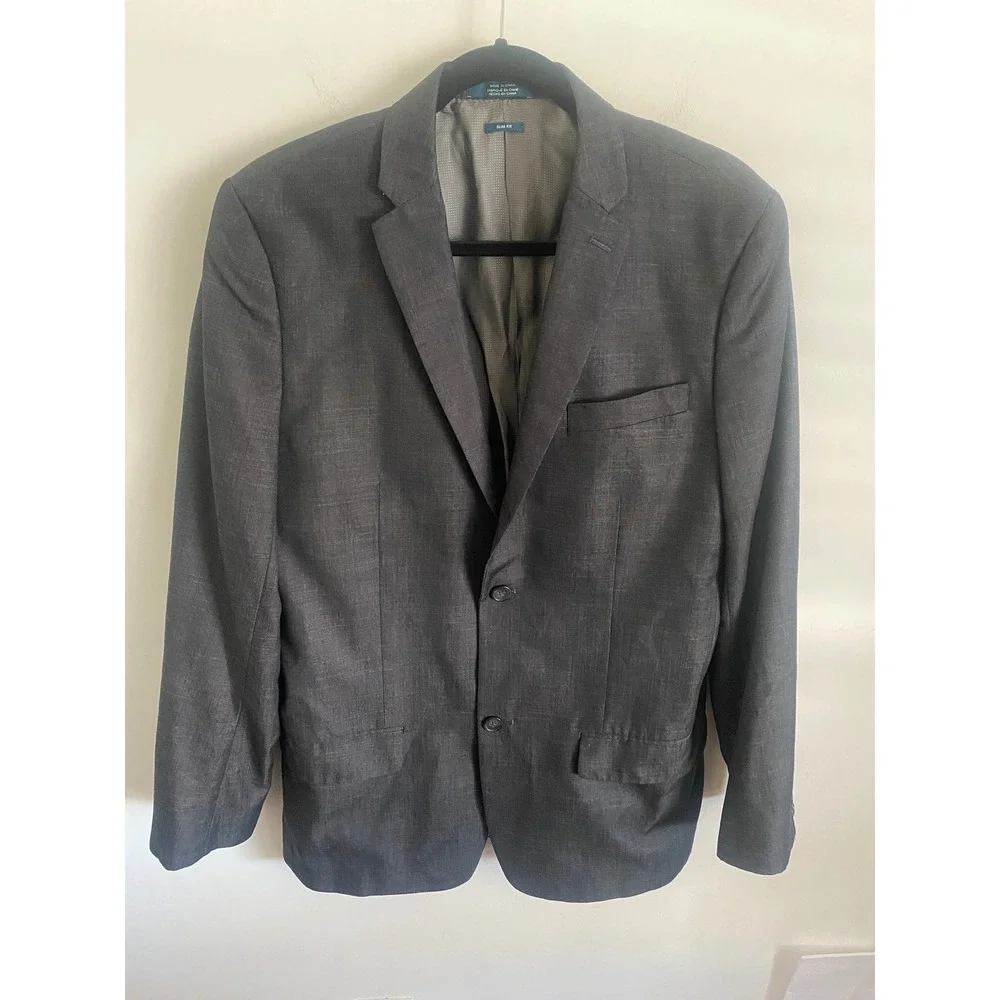 Perry Ellis Men's Slim‎ Fit Dark Gray Textured Blazer Sport Coat